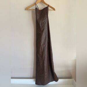 Brown Faux Leather top shop dress size 10